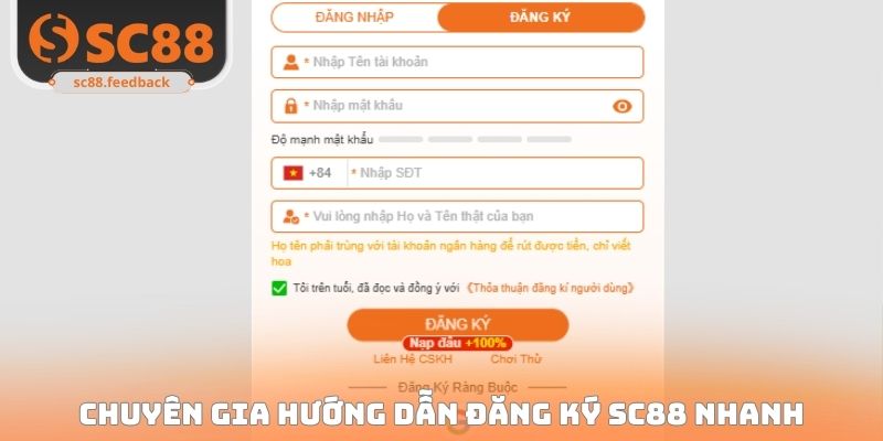 Chuyên gia hướng dẫn đăng ký SC88 nhanh