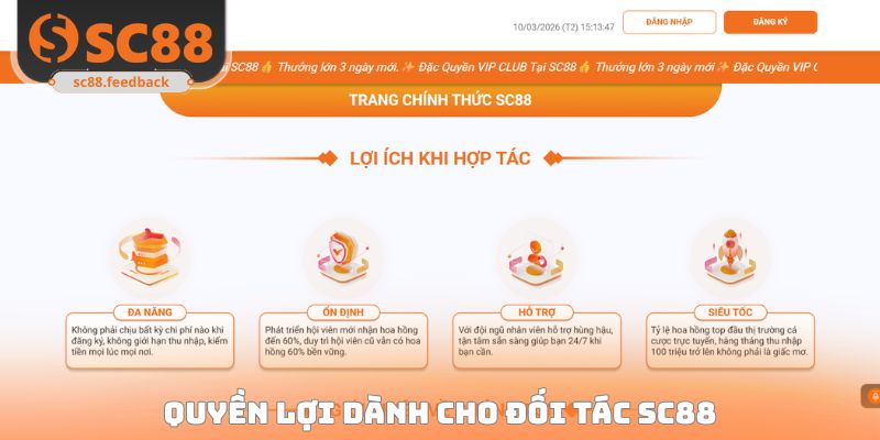 Quyền lợi dành cho đối tác SC88